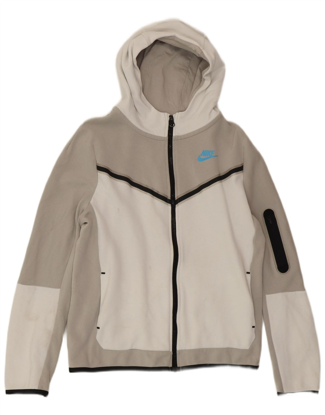 Pulover NIKE pentru băieți, cu fermoar, 13-14 ani, XL, bumbac color bloc, gri