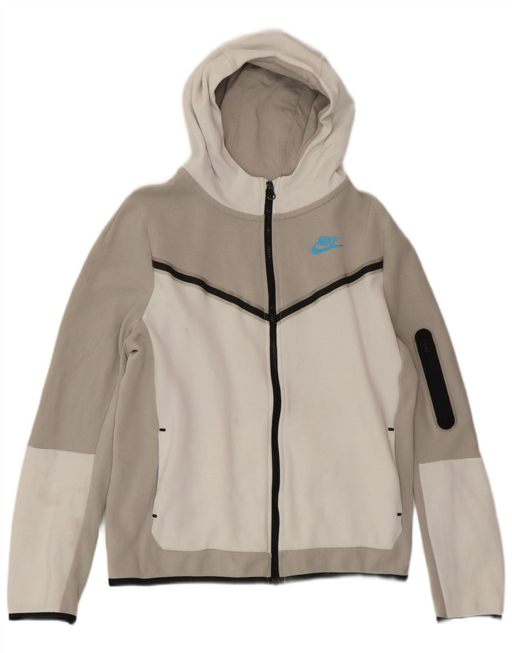 Pulover NIKE pentru băieți, cu fermoar, 13-14 ani, XL, bumbac color bloc, gri