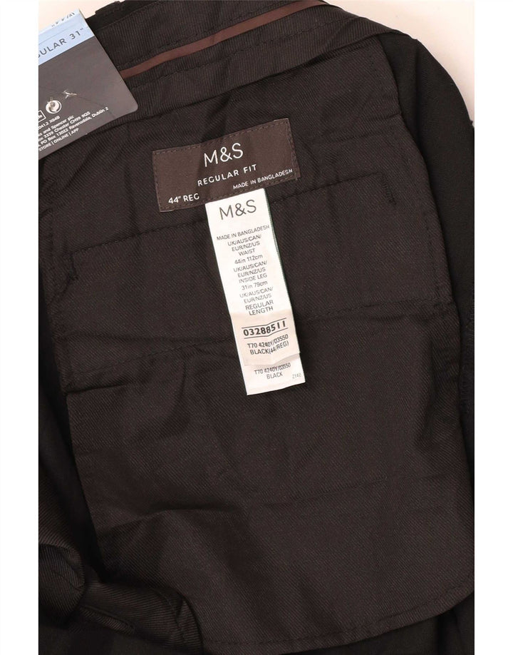 Pantaloni chino pentru bărbați Marks & Spencer, cu ajustare normală, L44 L31, poliester negru