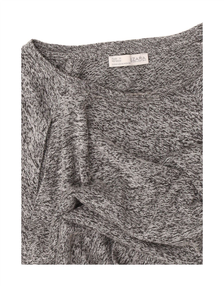 Tricou Crop pentru femei Zara UK 14 Medium Gri Pete