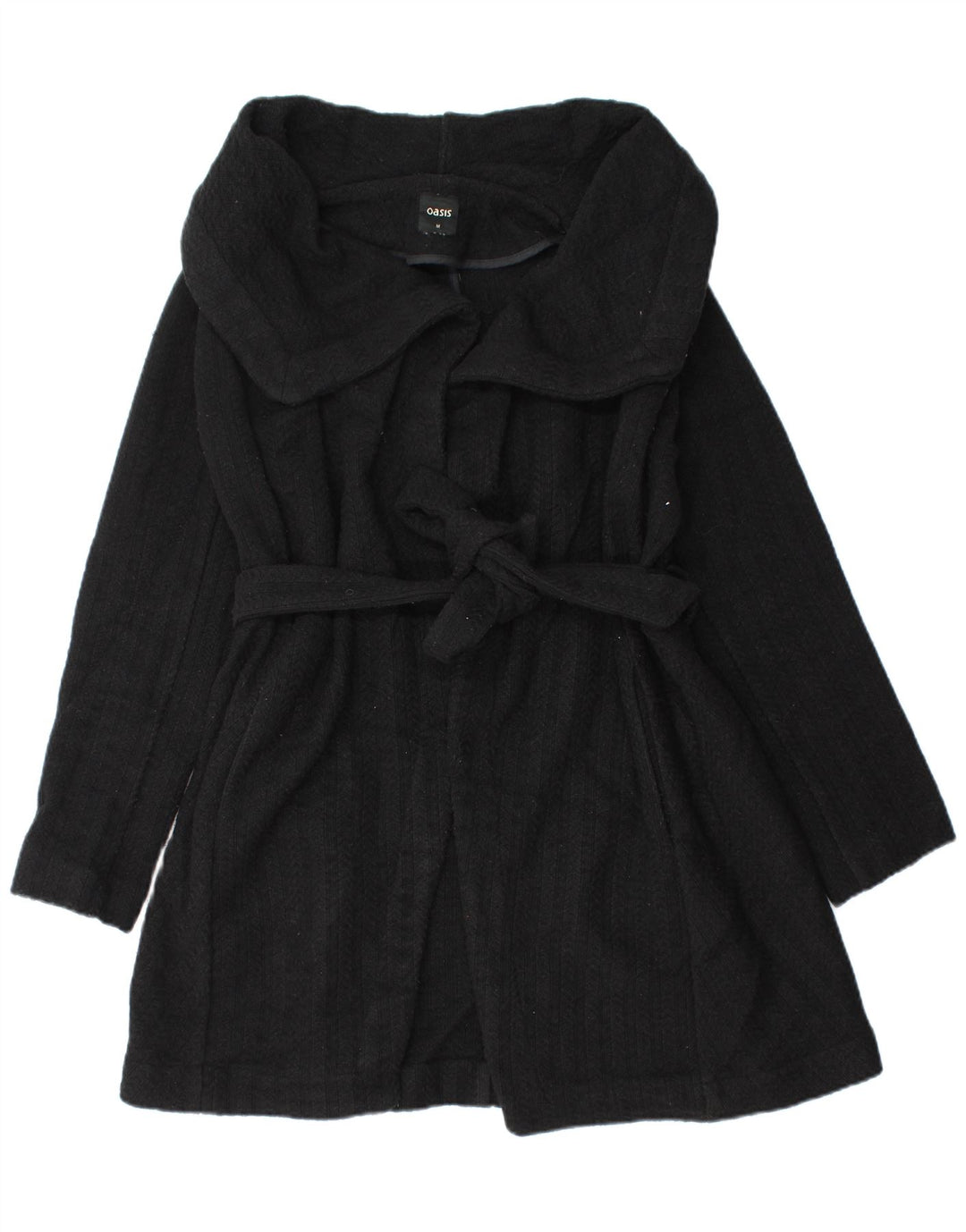 Pulover cardigan cu paragate Oasis pentru femei UK 12 Lână neagră medie