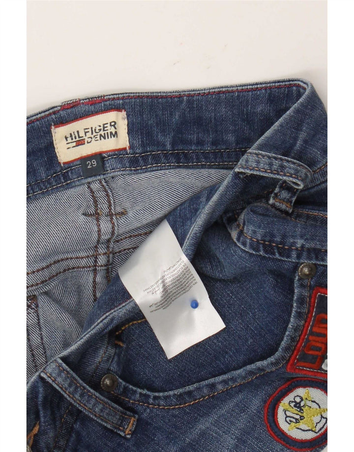 Pantaloni scurți din denim grafic Tommy Hilfiger pentru femei W29, bumbac albastru mediu