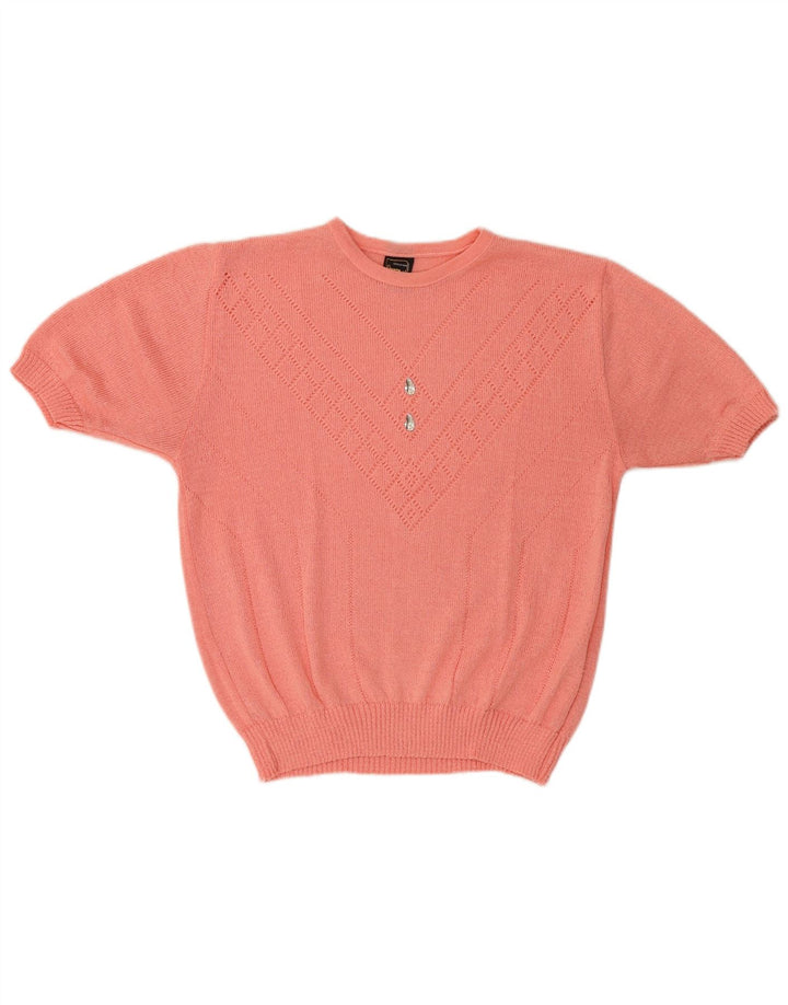 Bluză vintage cu mânecă scurtă pentru femei Top IT 44 Roz mediu acrilic