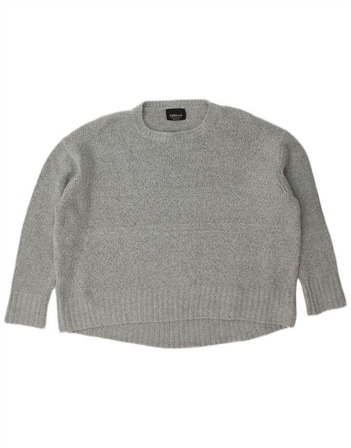 Pulover supradimensionat pentru femei Zara, cu gâtul turn, UK 14 Medium Gri Acrilic