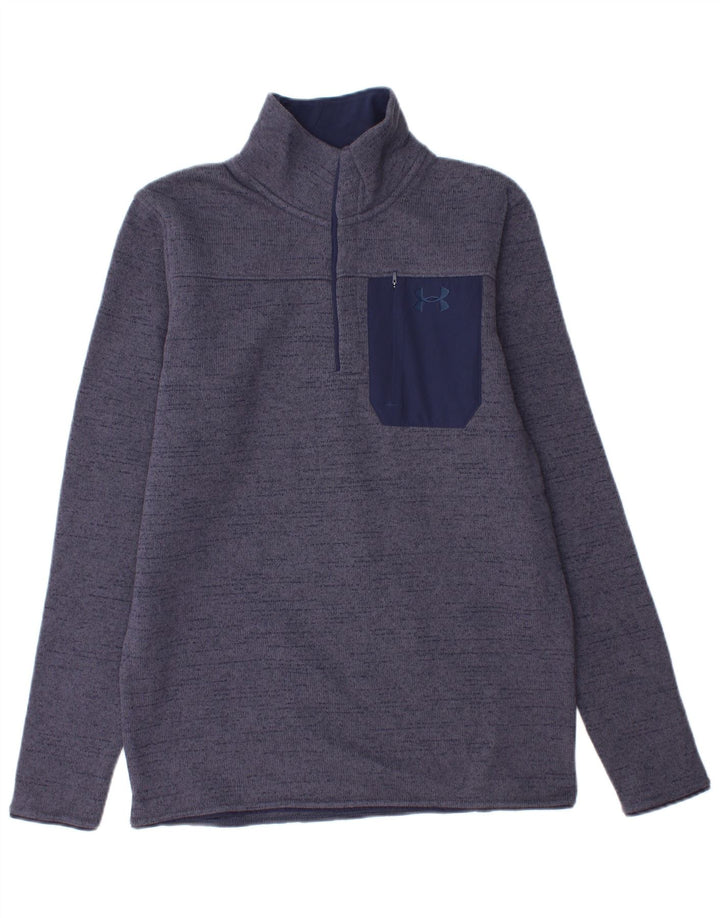 Pulover Under Armour pentru bărbați, cu gât cu nasturi, poliester mic violet