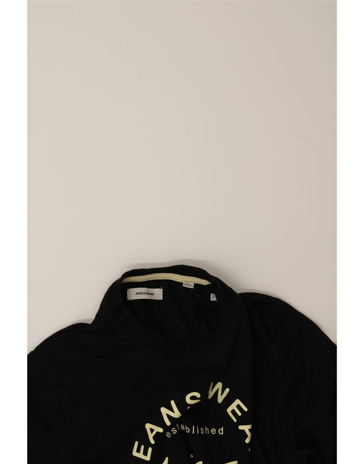 JACK & JONES Mens Graphic Sweatshirt Jumper Large Black Cotton Vintage Jack & Jones and Second-Hand Jack & Jones from Messina Hembry 