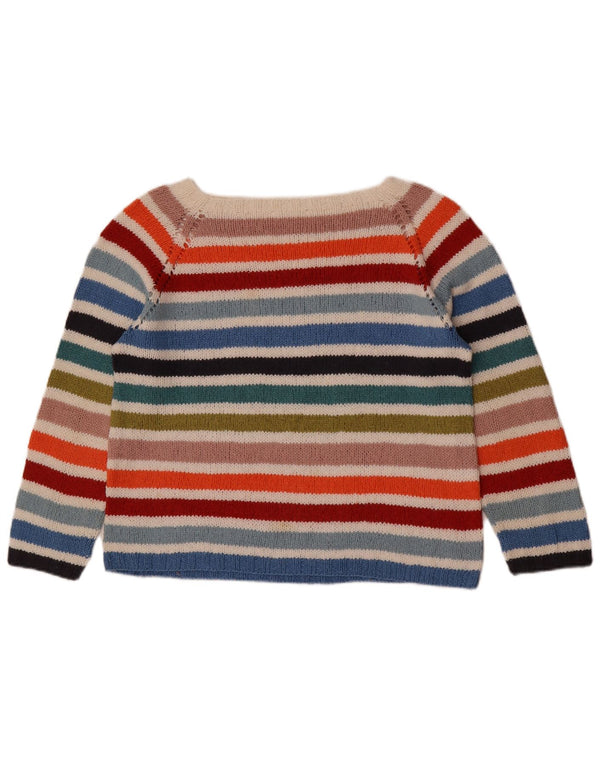 Pulover vintage pentru femei cu gât de barcă UK 14 Medium, multicolor, cu dungi