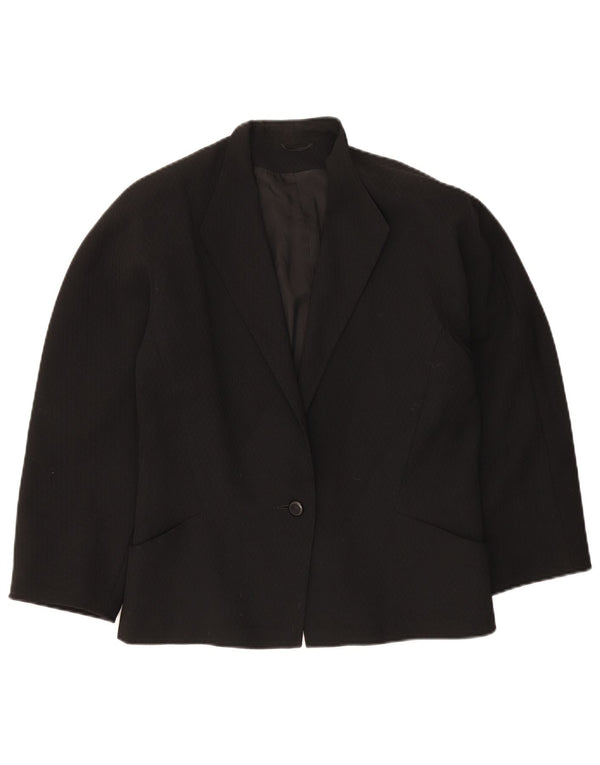 Jachetă Blazer pentru femei Max Mara cu 1 nasture UK 16 Lână virgină mare neagră