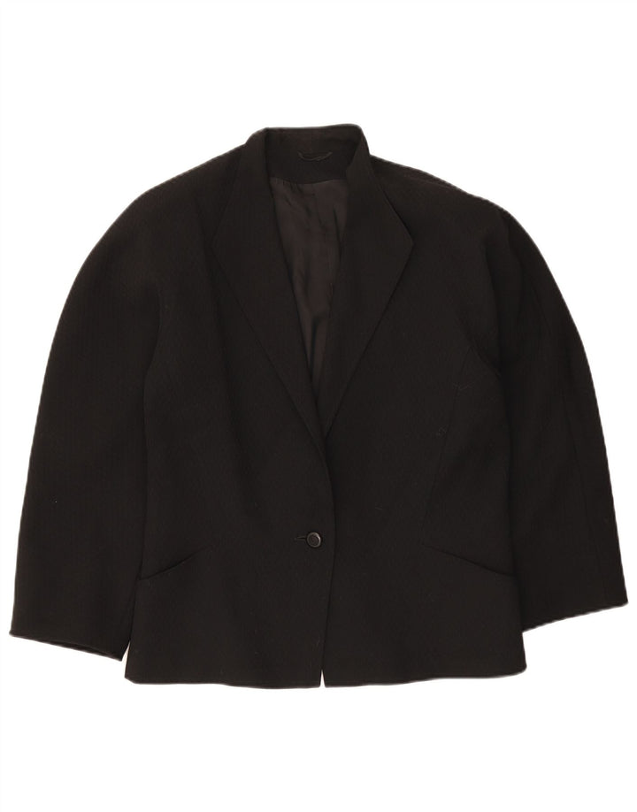Jachetă Blazer pentru femei Max Mara cu 1 nasture UK 16 Lână virgină mare neagră