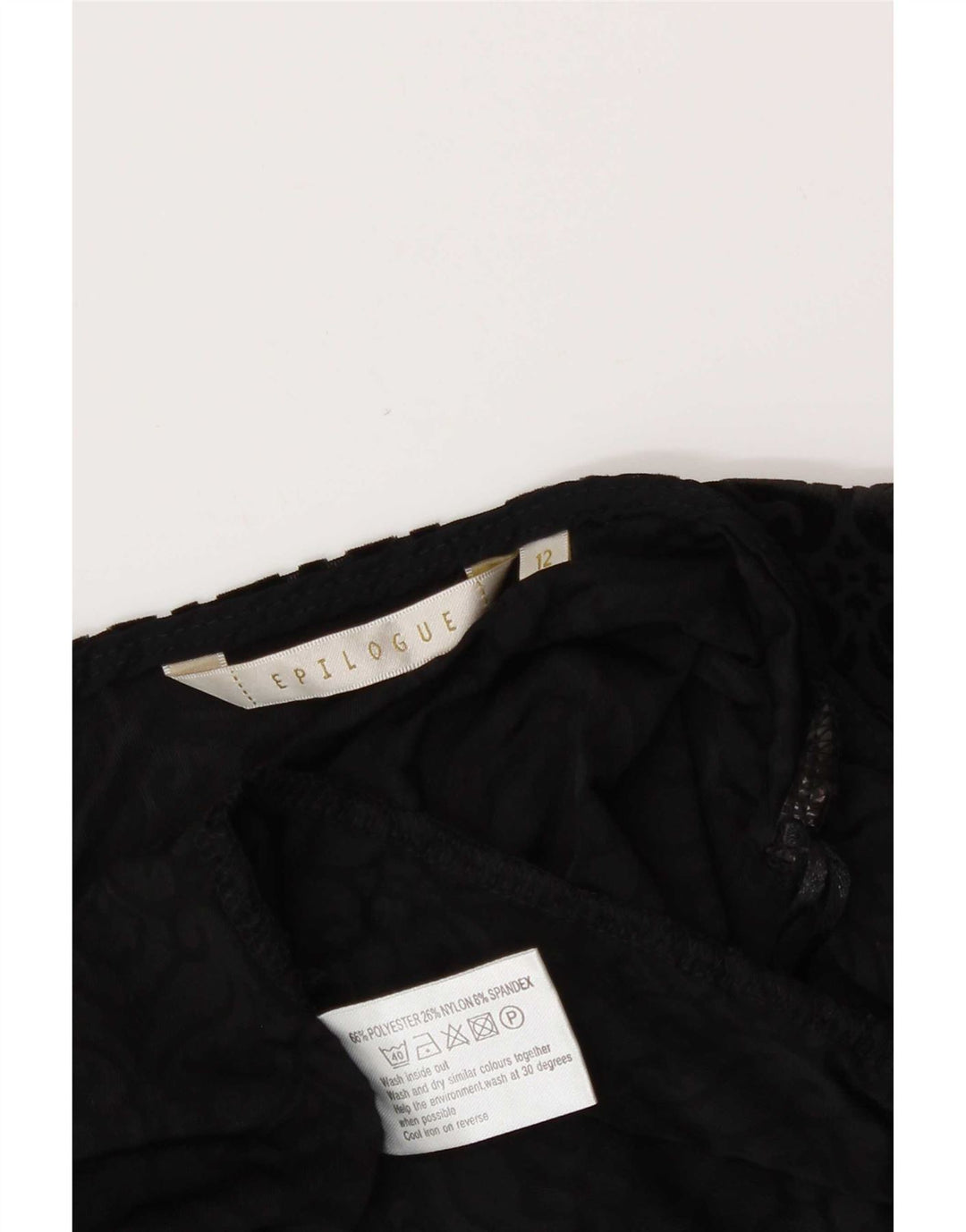 Top velur deschis pentru femei UK 12 Medium Black Paisley Poliester