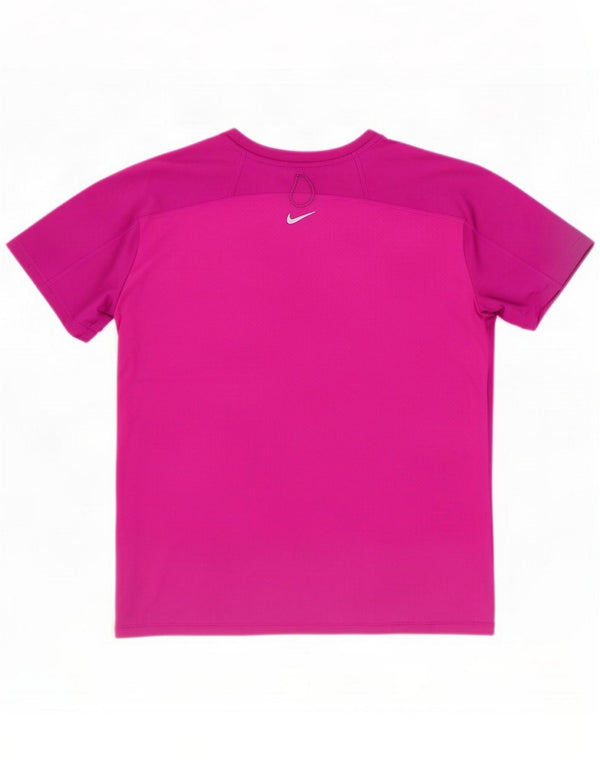 Nike Womens Dri Fit Graphic Tricou Top UK 16 Large Pink Poliester