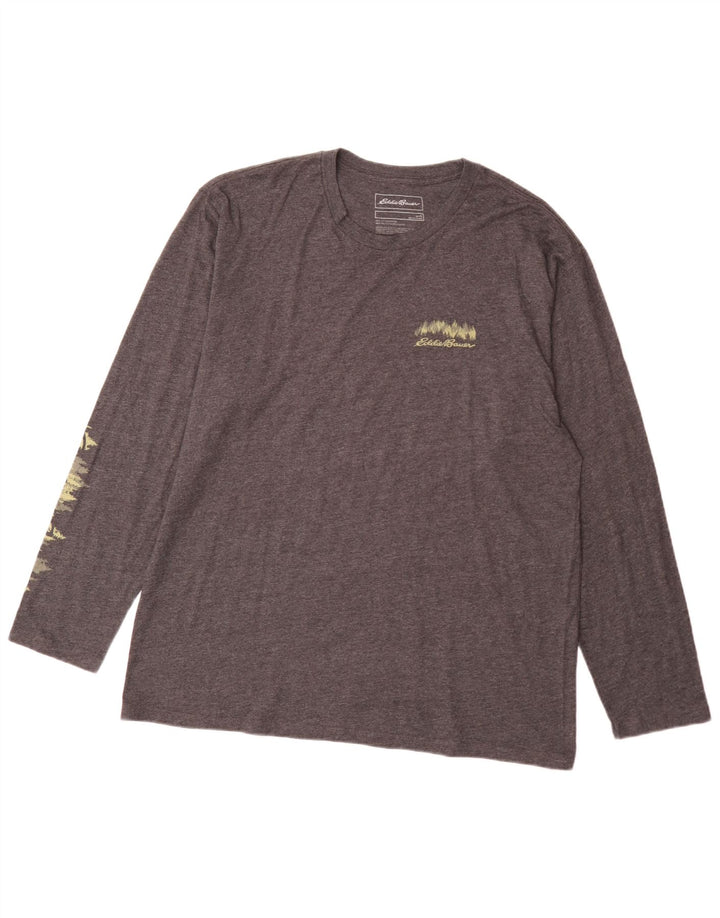 Eddie Bauer Top grafic pentru bărbați cu mânecă lungă mare, gri bumbac cu pete
