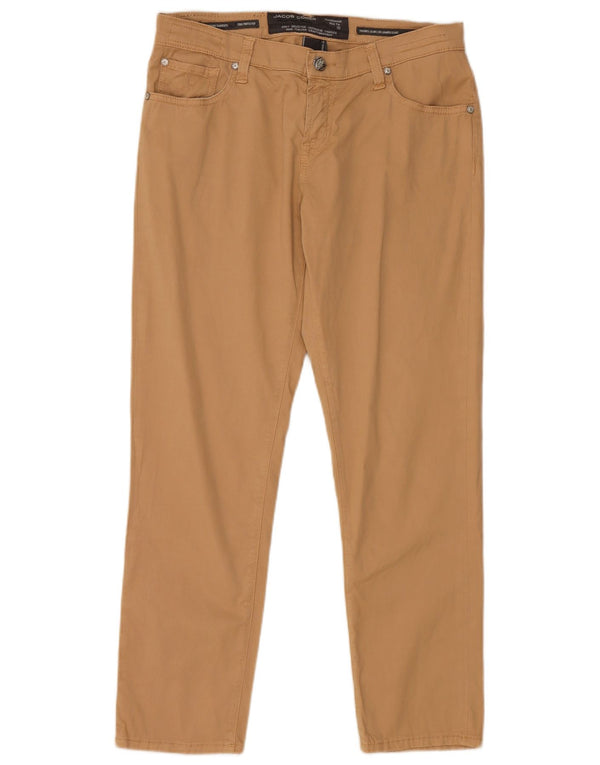 Jacob Cohen Mens Straight Cropped Trousers  W29 L26 Beige Cotton