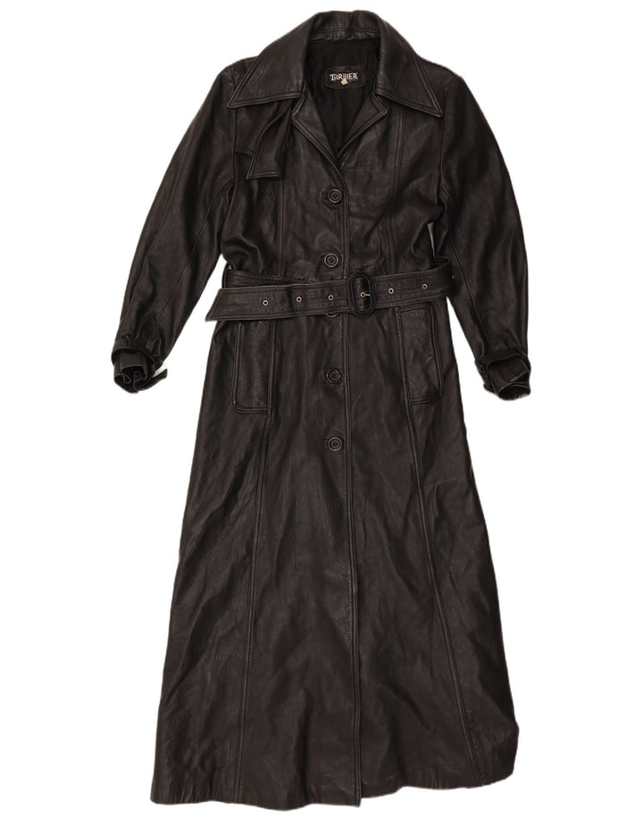 Palton de piele vintage pentru femei UK 16 mare negru