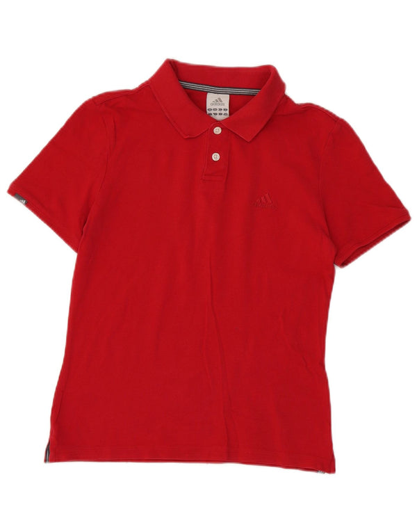 Tricou polo Adidas pentru femei UK 12, bumbac roșu mediu