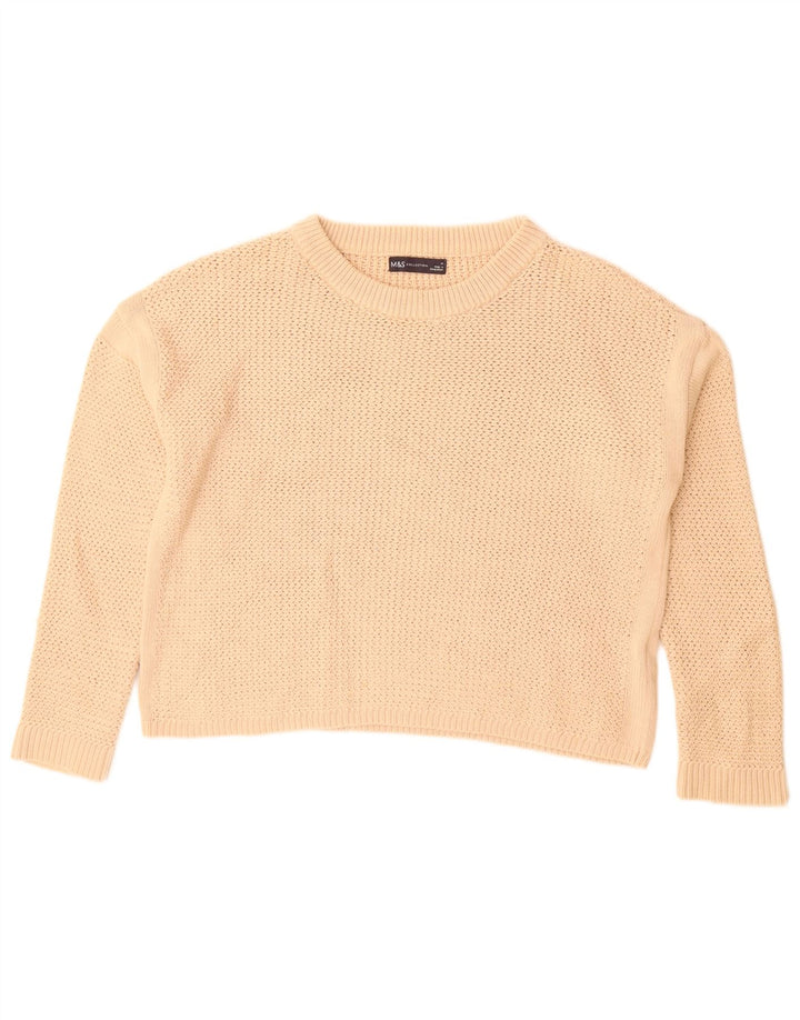 Pulover pentru femei Marks & Spencer cu decolteu triplu UK 14 Bej mediu
