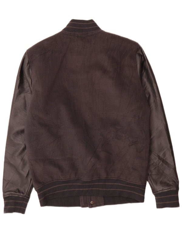 Hollister Mens Graphic Varsity Jacket UK 38 Medium Black Poliester