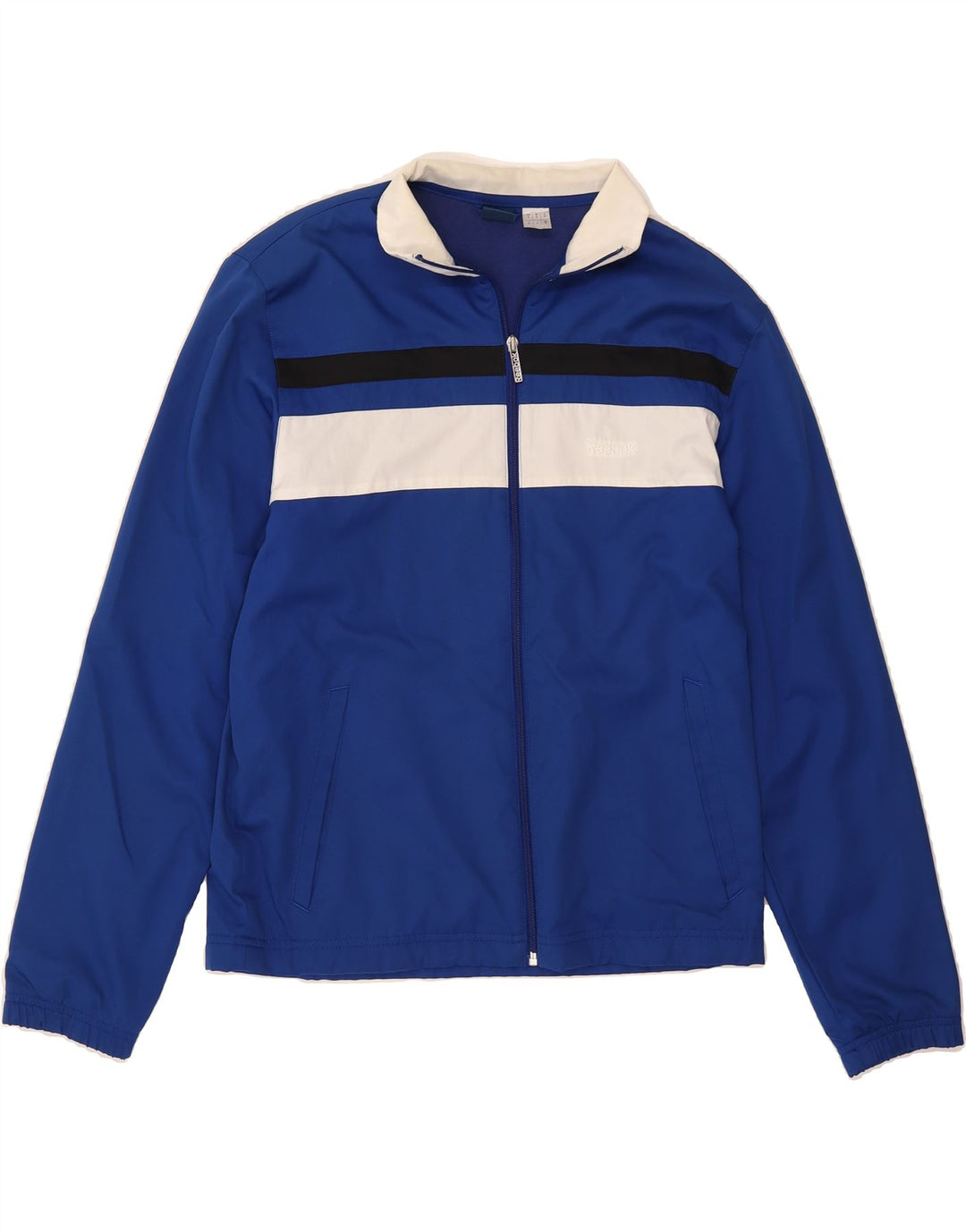 REEBOK Mens Tracksuit Top Jacket Small Navy Blue Colourblock Polyester Vintage Reebok and Second-Hand Reebok from Messina Hembry 