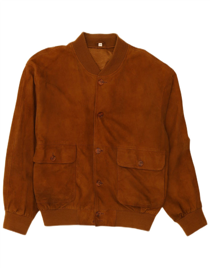 Jachetă Bomber Vintage pentru bărbați din piele intoarsa IT 56 3XL din piele maro