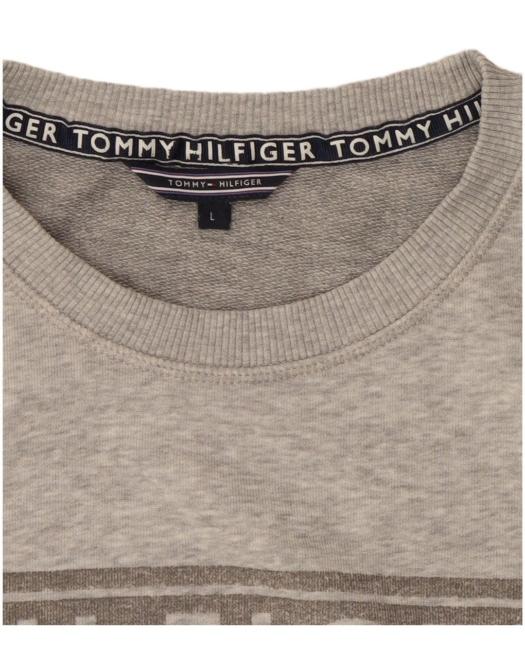 Pulover cu grafic pentru femei Tommy Hilfiger, UK 16, mare, gri