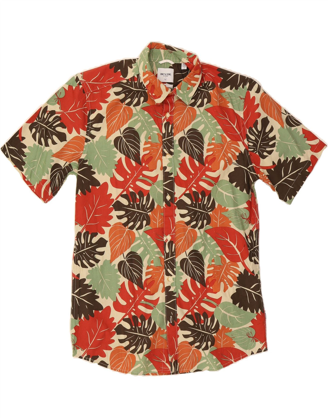 ONLY & SONS Mens Slim Fit Abstract Pattern Shirt Large Multicoloured Vintage Only & Sons and Second-Hand Only & Sons from Messina Hembry 