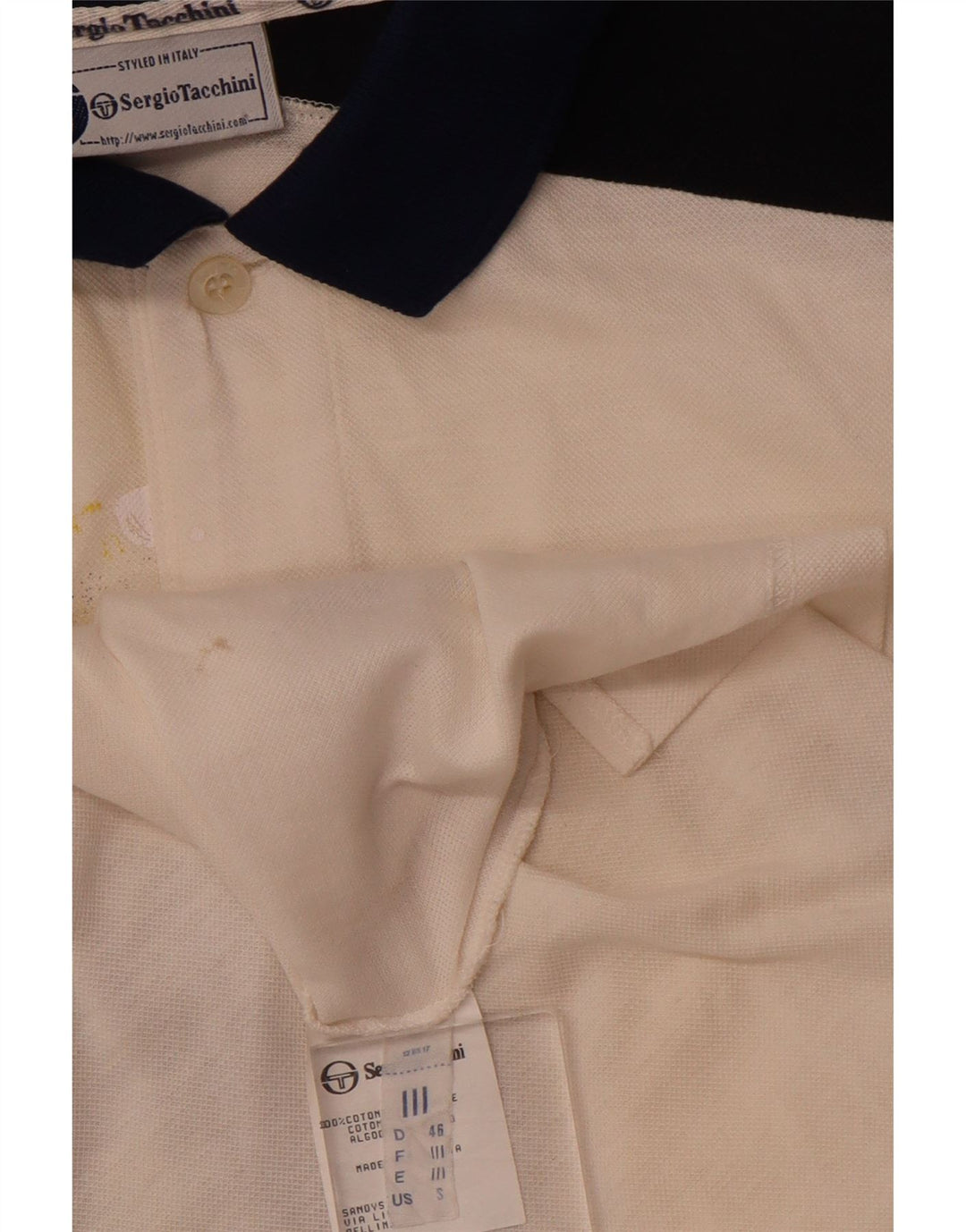 SERGIO TACCHINI Tricou polo cu grafică pentru bărbați din bumbac alb, color bloc