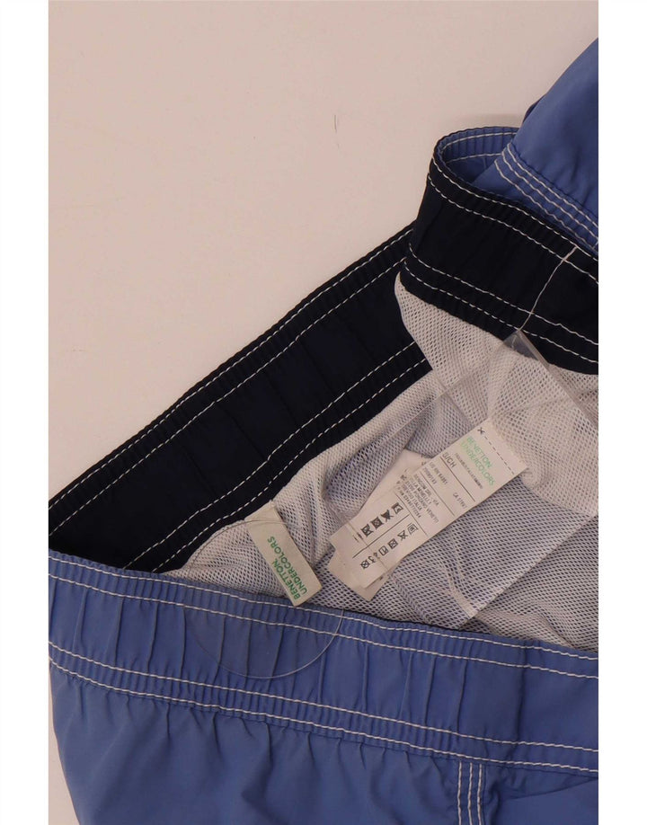 Pantaloni scurți de înot Benetton pentru bărbați, bumbac albastru mic