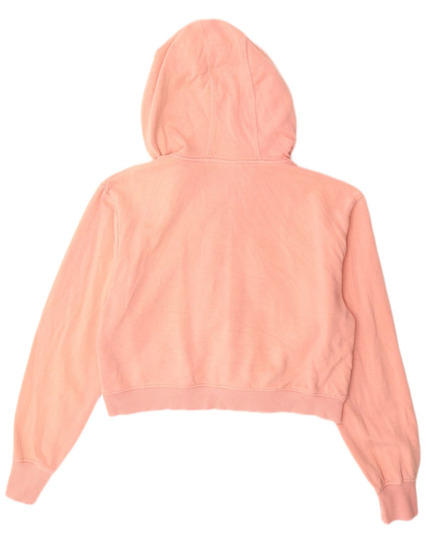 Pulover cu glugă cu fermoar cu grafic crop pentru femei Ellesse UK 14 mare bumbac roz