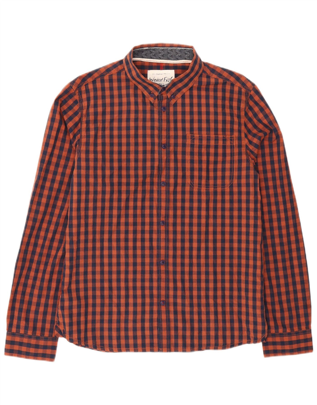 Cămașă pentru bărbați Weird Fish, din bumbac vichy maro mediu