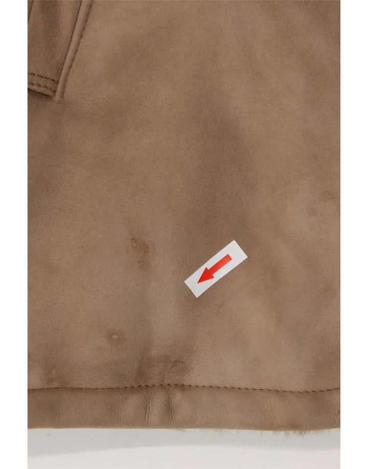 Jachetă vintage pentru femei din shearling UK 8 mic maro