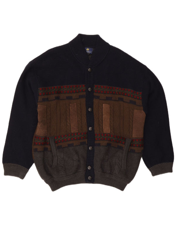Pulover cardigan pentru bărbați Settebello, XL, lână cu bloc de culoare, albastru
