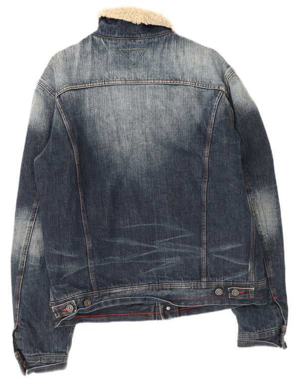 Meltin' Pot Mens Sherpa Denim Jacket UK 42 XL Blue Cotton