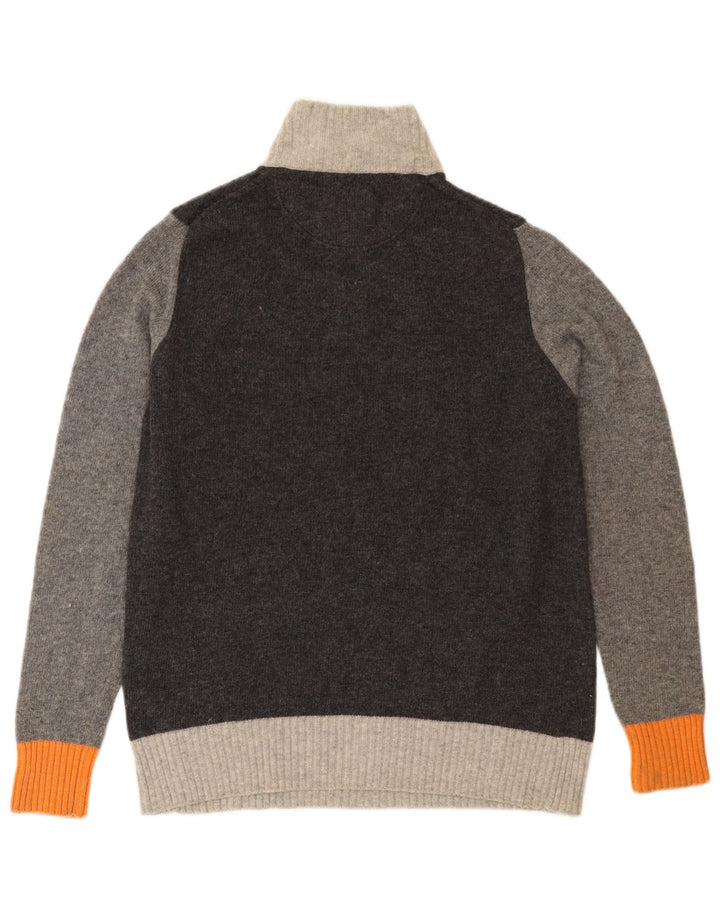 Pulover TRUSSARDI pentru bărbați, cu fermoar și gât, din lână color bloc, gri mediu