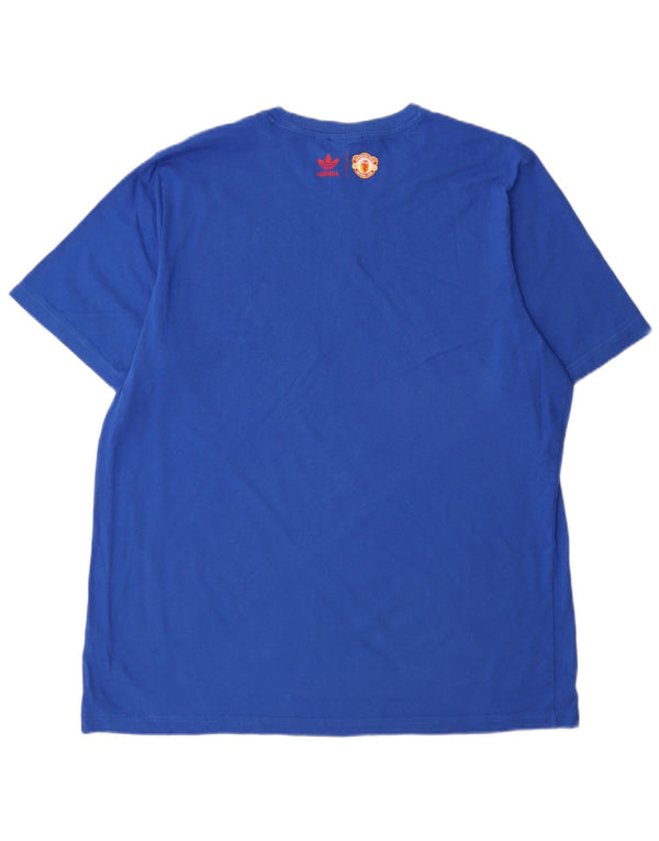 Tricou grafic Adidas pentru bărbați Manchester United Top XL Bumbac albastru