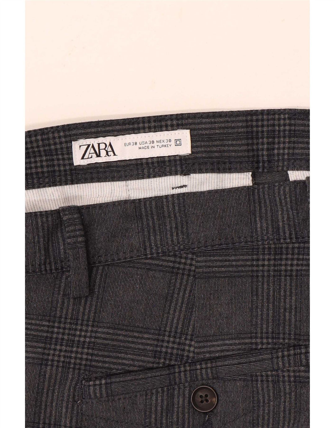 Pantaloni chino slim pentru bărbați Zara EU 38 Mici L30 L28 Gri Check