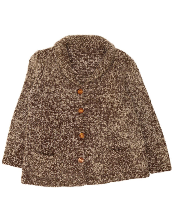 Pulover cardigan vintage pentru femei UK 16 mare maro cu pete