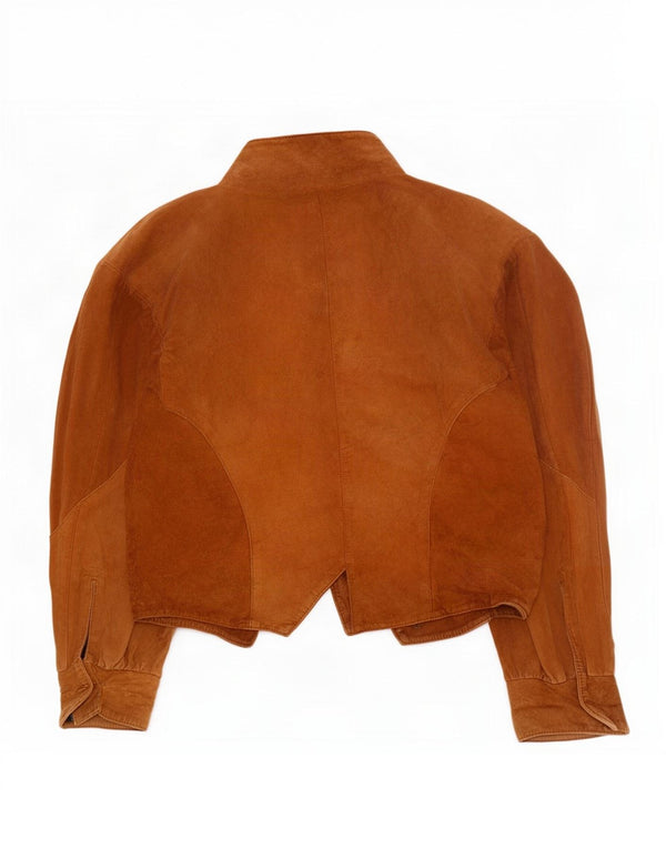 Jachetă de piele de căprioară, cu ajustare largă, vintage pentru femei UK 14 Medium Beige Piele