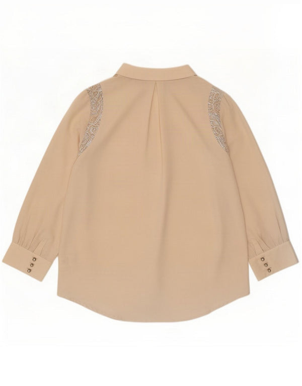 Moulinette Soeurs Bluză cămașă cu mâneci 3/4 pentru femei US 10 Large Beige Nylon