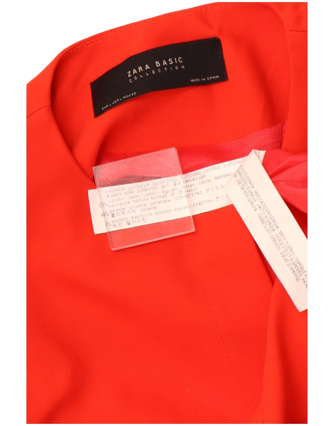 Jachetă pentru femei ZARA cu mâneci 3/4 deschise, UK 14, bumbac mare portocaliu