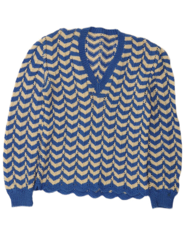Set de fuste din 2 piese tricot vintage pentru femei UK 8 Small W24 Blue Chevron