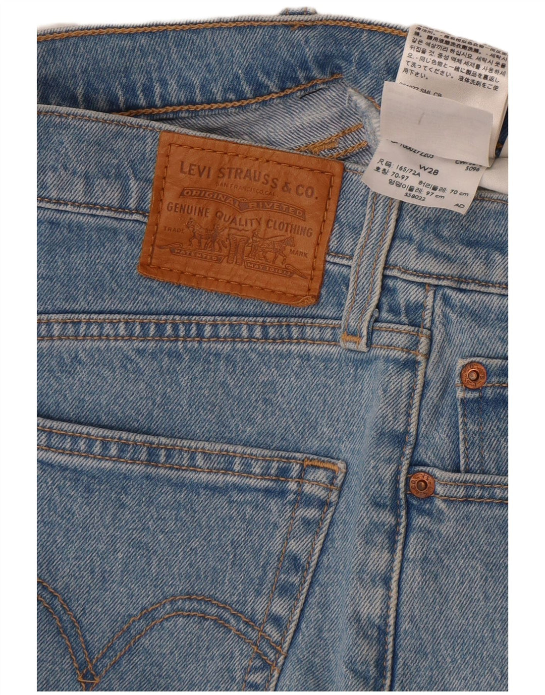 Pantaloni scurți din blugi Levi's W28, bumbac albastru mediu