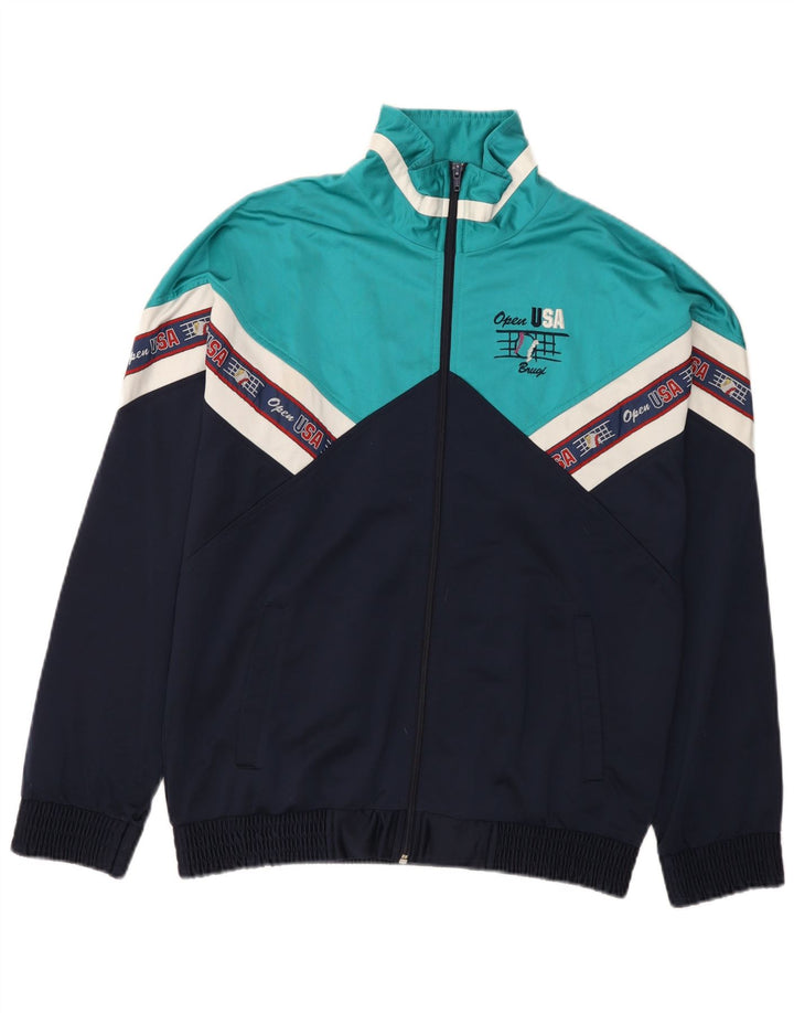 Jachetă de top pentru trening grafic SUA Brugi pentru bărbați, albastru marin mediu, bloc de culoare