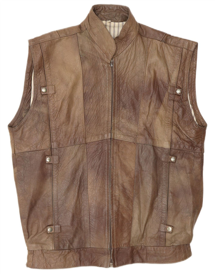 VINTAGE Gilet din piele pentru bărbați UK 38 Medium Brown