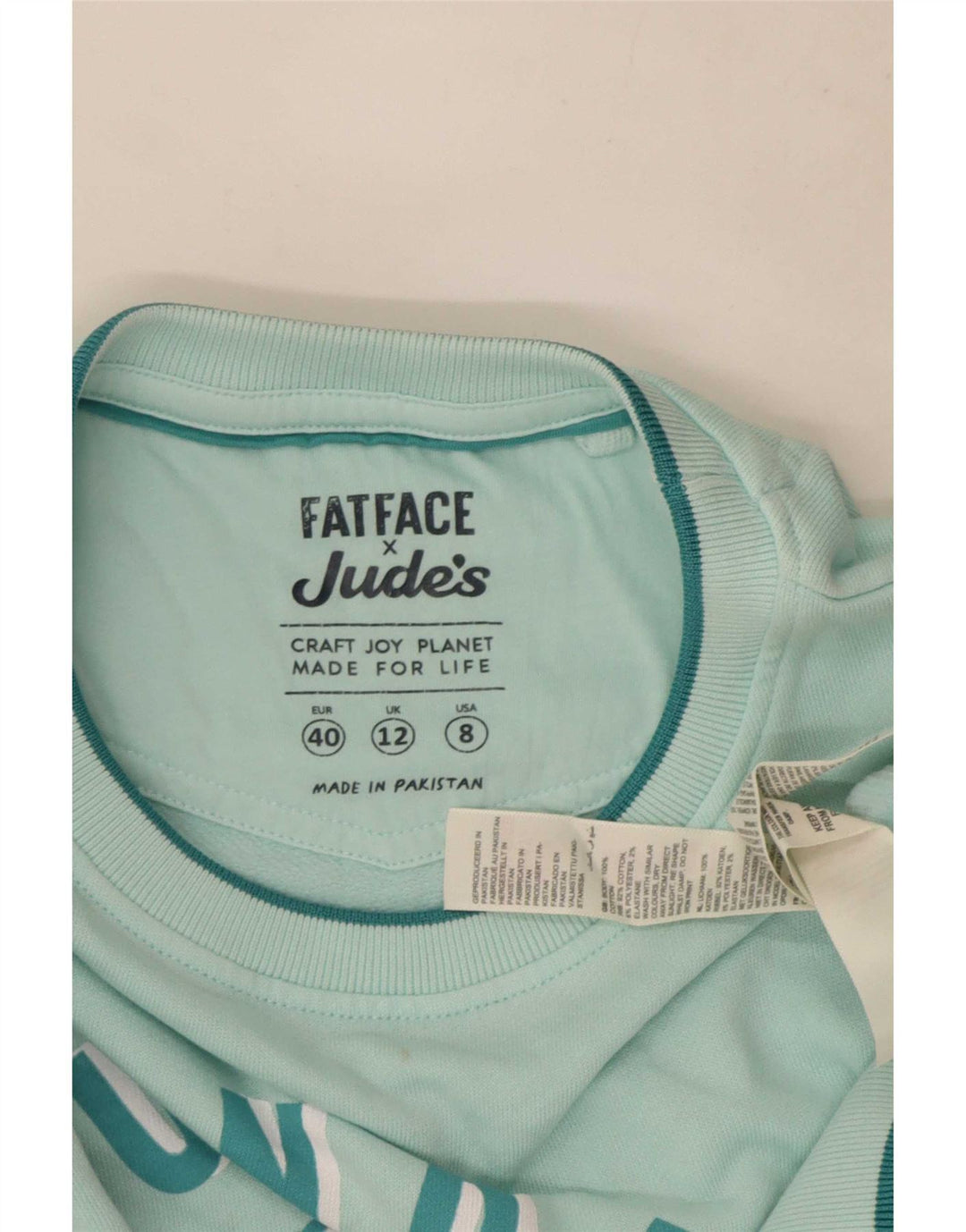 Pulover supradimensionat cu grafic pentru femei Fat Face UK 12 Turcoaz mediu