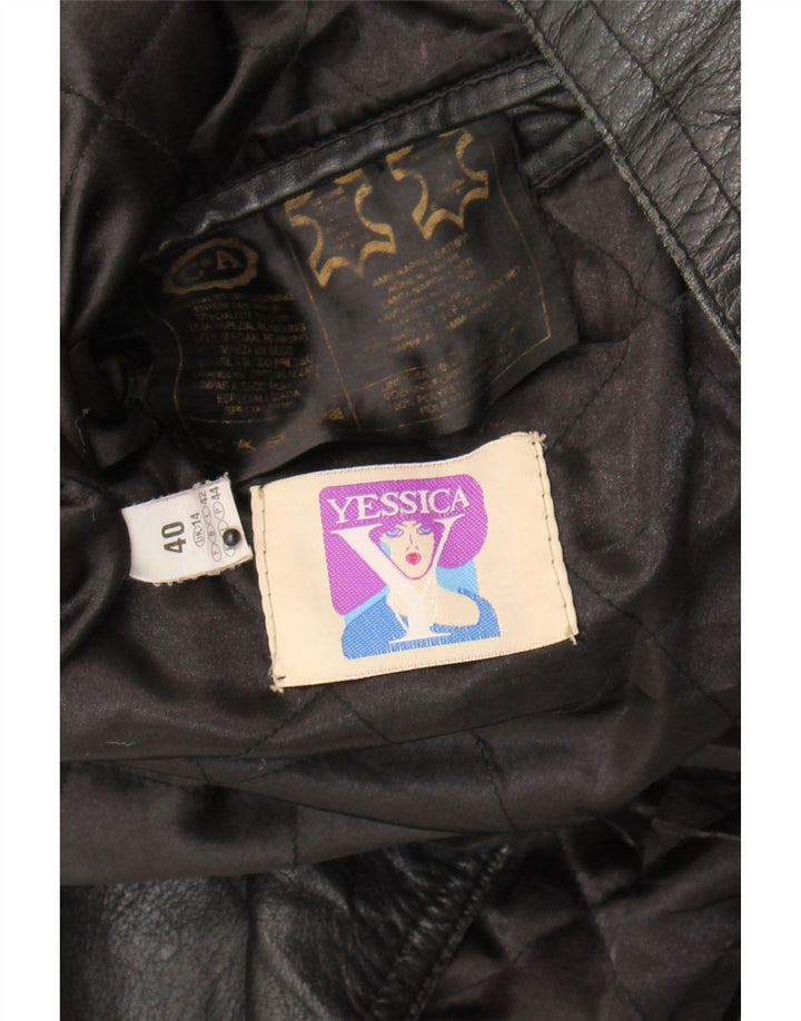 YESSICA Womens Leather Jacket UK 14 Large Black Leather Vintage Yessica and Second-Hand Yessica from Messina Hembry 