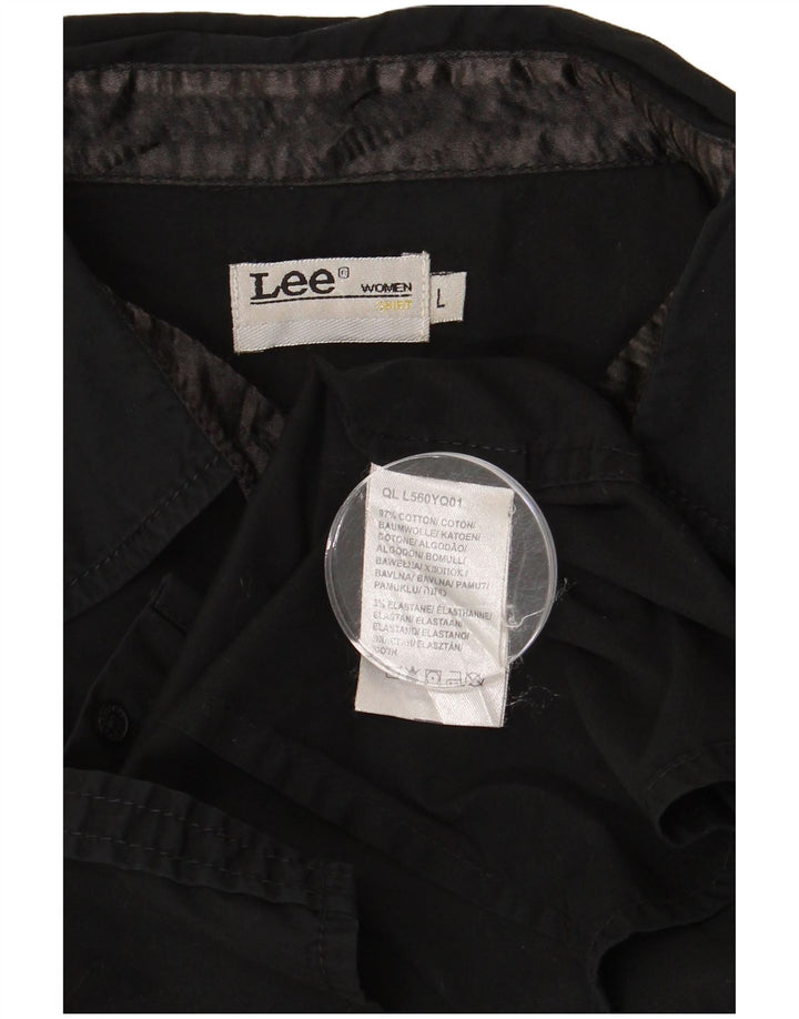 Cămașă cu mânecă scurtă pentru femei LEE UK 16, mare, negru, bumbac