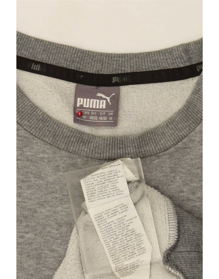 Pulover grafic pentru bărbați Puma, bumbac cu pete, gri mediu