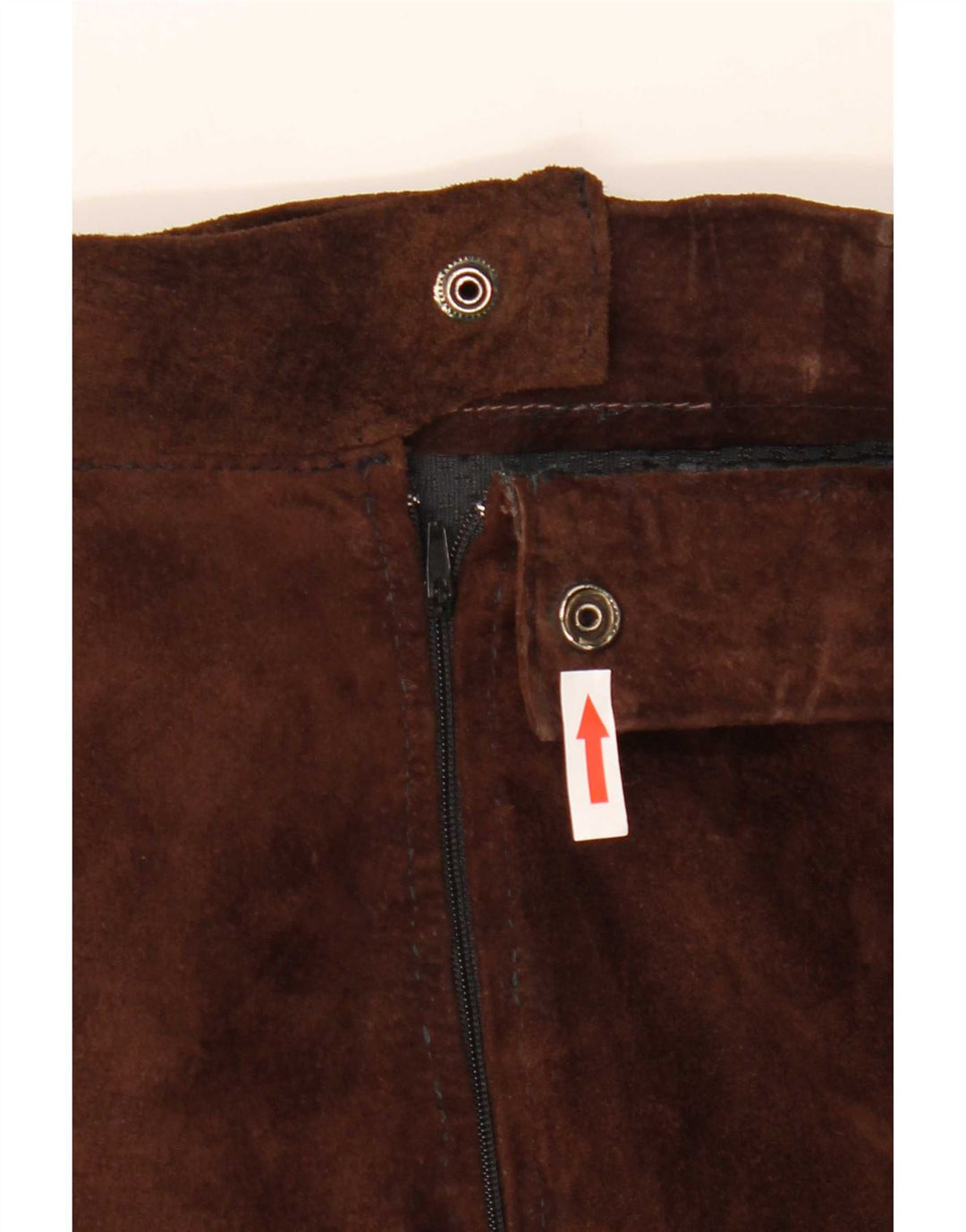 Fusta evazată din piele intoarsa pentru femei Vintage W30 Maro Mediu Colorblock