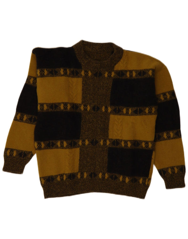 Pulover vintage pentru femei cu gât roșu, UK 14, mare, kaki