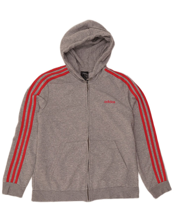 Pulover ADIDAS pentru femei cu fermoar, UK 20/22 XL, bumbac cu pete gri
